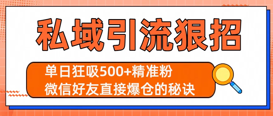 私域引流狠招：单日狂吸500+精准粉，微信好友直接爆仓的秘诀_金轩项目库