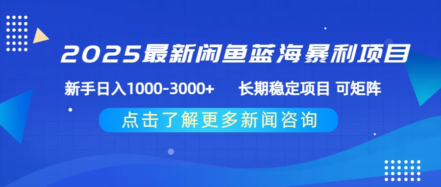 2025最新闲鱼蓝海暴利项目 ，新手日入1000-3000+ 长期稳定项目 可矩阵_金轩项目库