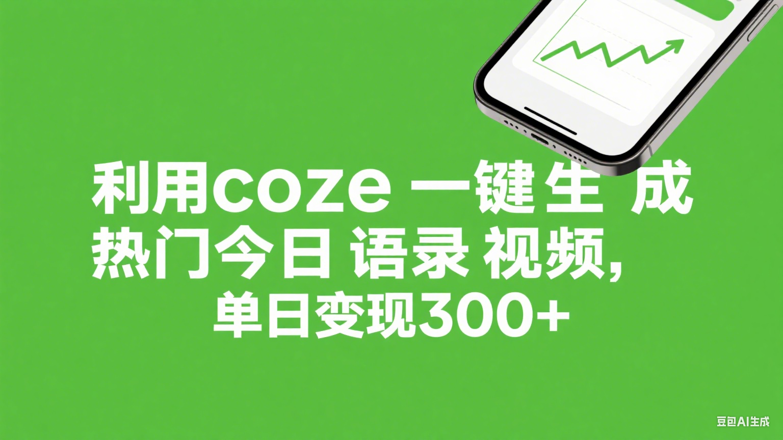利用coze一键生成热门今日语录视频，单日变现300+_金轩项目库