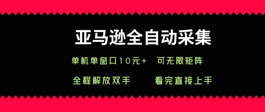亚马逊全自动采集，单机单窗口一天10+，可无限矩阵去做_金轩项目库