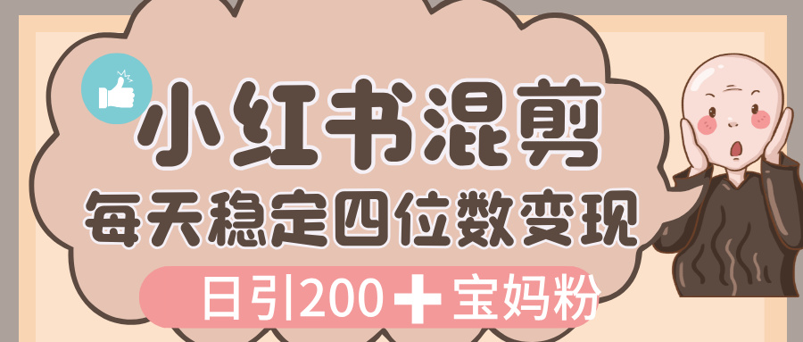 价值 3980 的小红书混剪， 虚拟变现，日引 200+宝妈创业粉，每天稳定四位数变现_金轩项目库