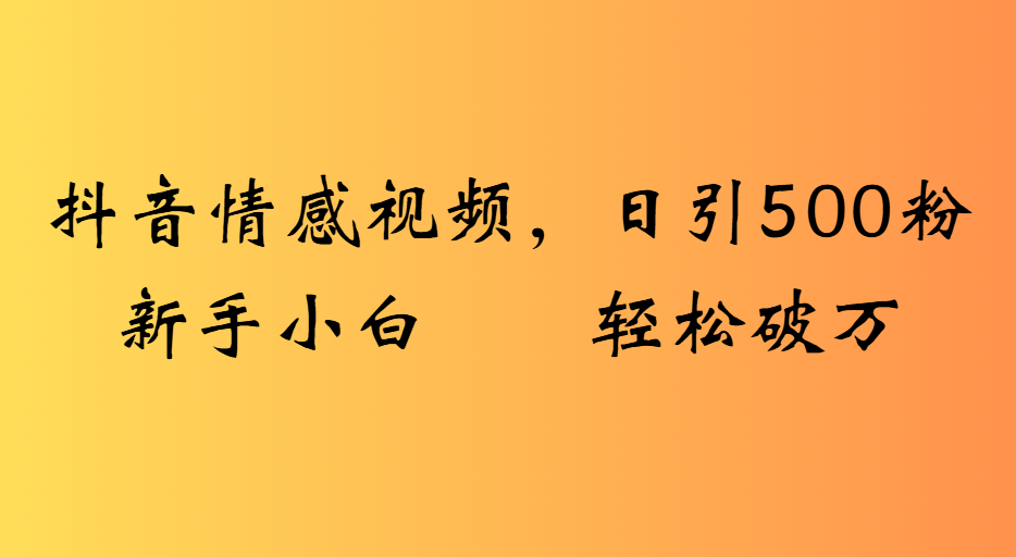 抖音情感视频，日引500粉新手小白轻松破万_金轩项目库