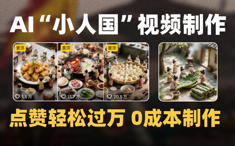 爆款1000W+微缩景观迷你小人国AI视频，0成本制作全流程教学_金轩项目库