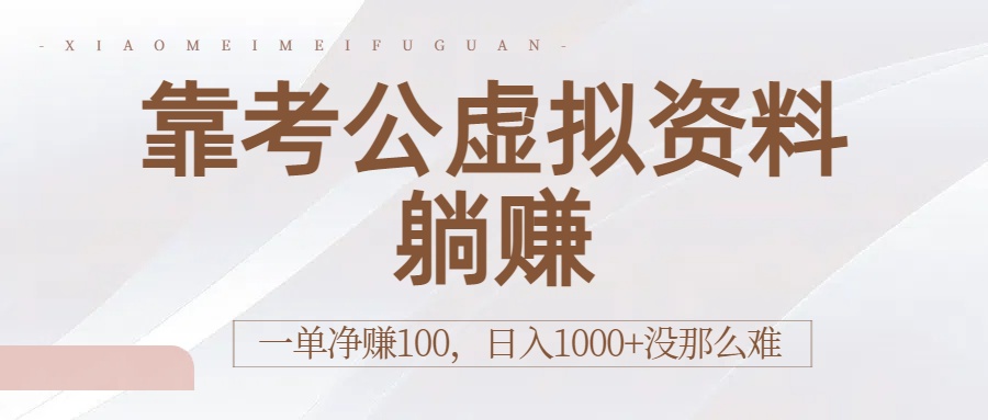 靠考公虚拟资料躺赚：一单净赚100，日入1000+没那么难_金轩项目库