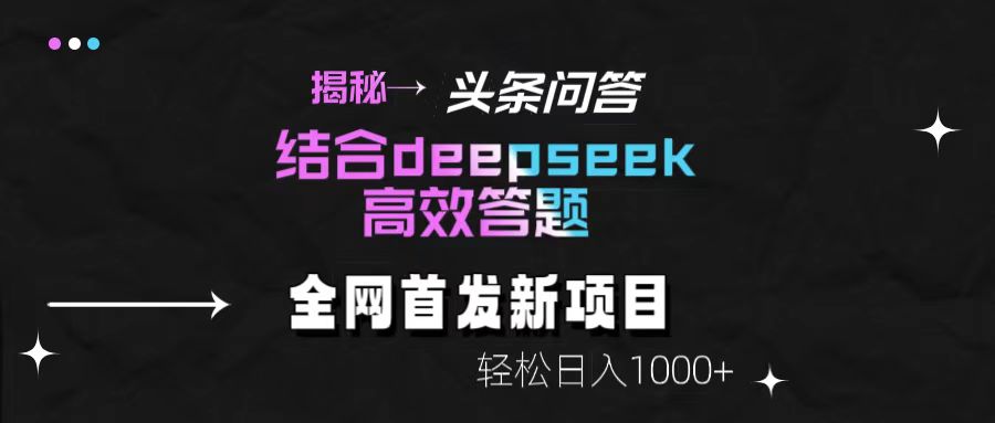 头条问答新玩法！结合deepseek高效答题，轻松日入1000+【揭秘】_金轩项目库