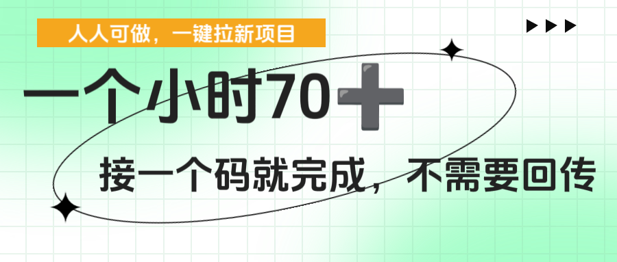 一个小时70+，一键拉新项目，接一个码就完成，不需要回传_金轩项目库