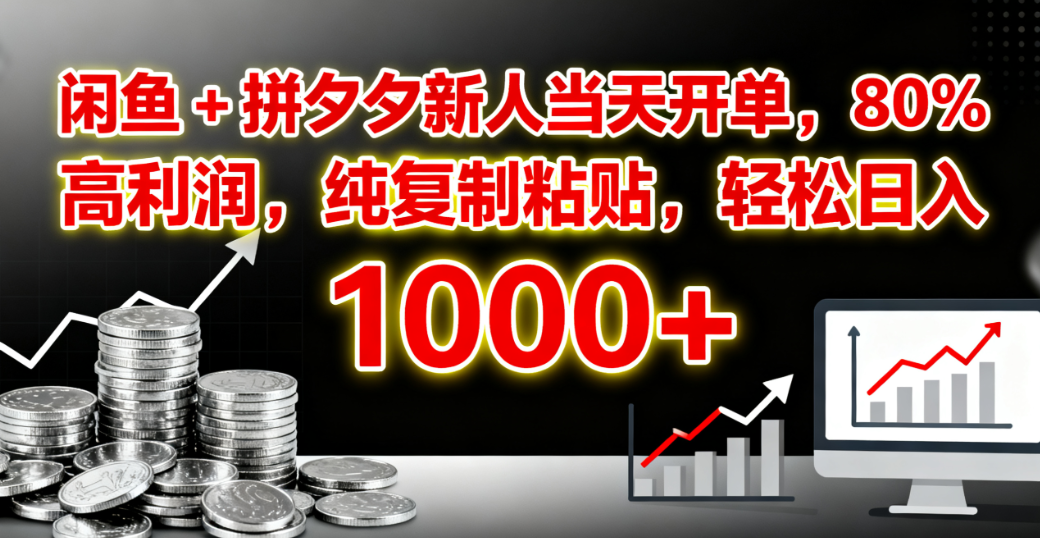闲鱼 + 拼夕夕新人当天开单，80% 高利润，纯复制粘贴，轻松日入 1000+_金轩项目库