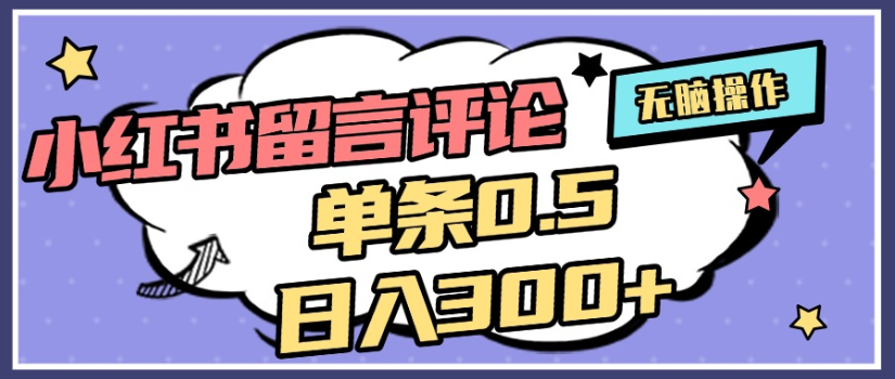 2025年最新小红书评论单条0.5元，日入300＋，无上限，详细操作流程_金轩项目库