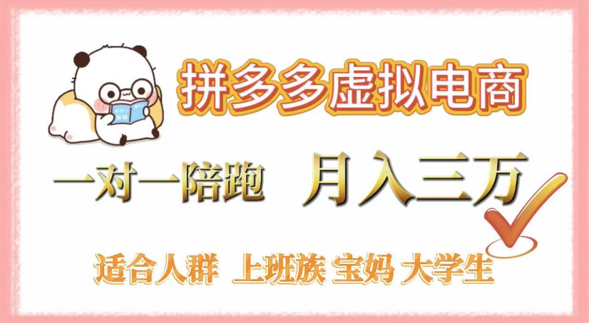 拼多多虚拟电商，0囤货，轻资产，无需发货，一对一陪跑，月入3万_金轩项目库