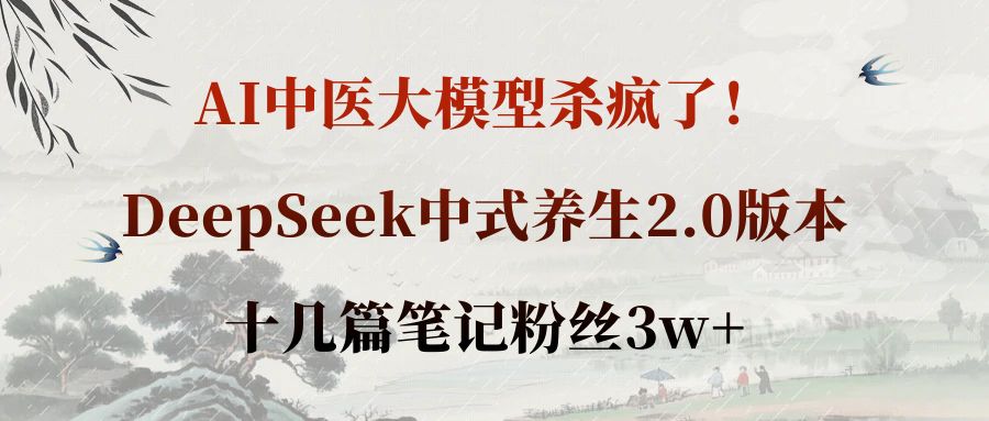 AI中医大模型杀疯了！DeepSeek中式养生2.0版本，十几篇笔记粉丝3w+_金轩项目库