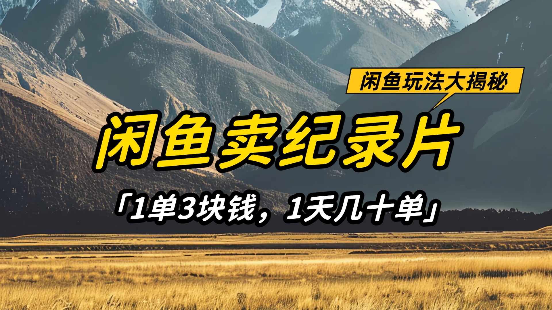 闲鱼卖纪录片1单3块钱,1天几十单,项目稳定有潜力_金轩项目库