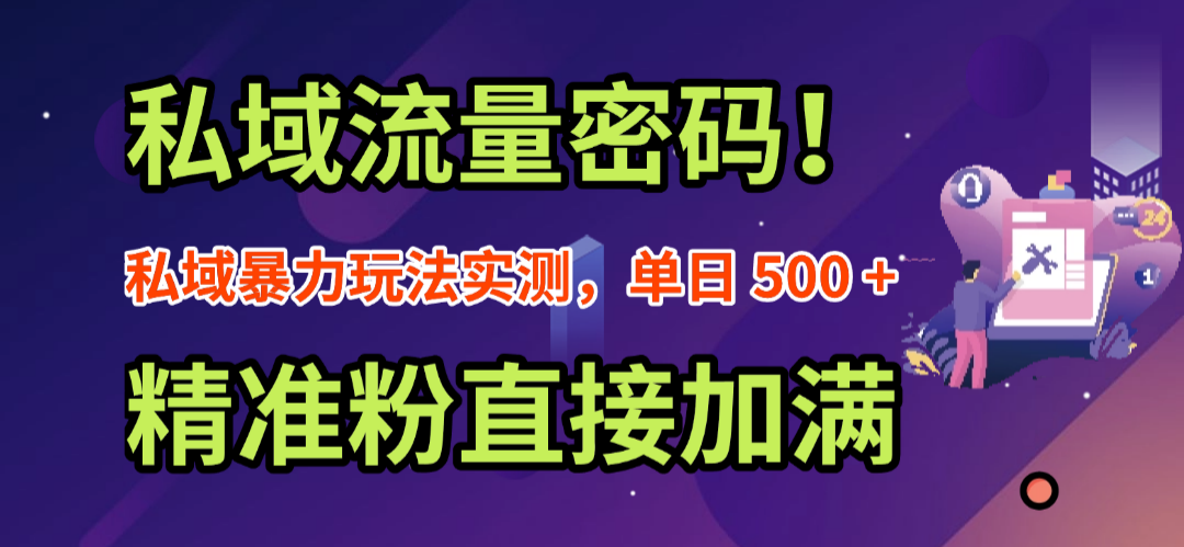 私域流量密码！私域暴力玩法实测，单日 500 + 精准粉直接加满_金轩项目库