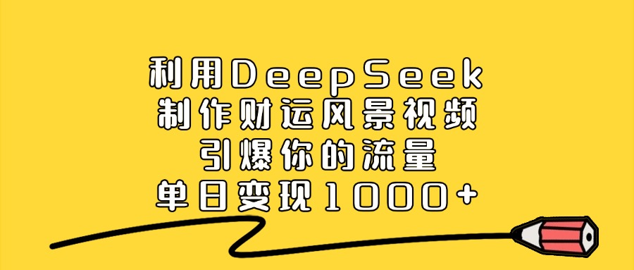 利用DeepSeek制作财运风景视频,做出爆款视频,单日变现1000+_金轩项目库