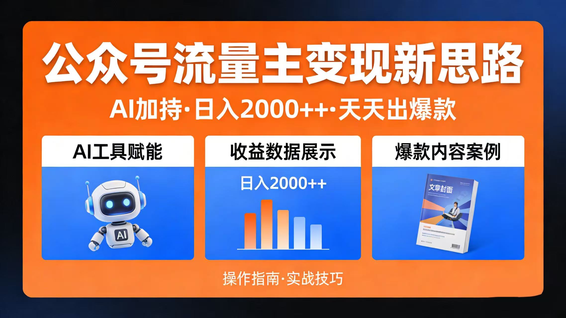 公众号流量主变现新思路：AI 加持，日入 2000++ 天天出爆款_金轩项目库