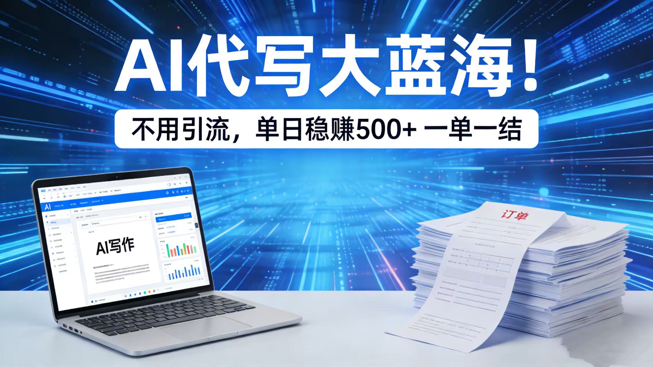 AI 代写大蓝海！不用引流，单日稳赚 500 + 一单一结_金轩项目库
